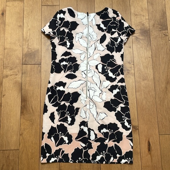 KARL LAGERFELD PARIS Floral-Print Shift Dress US2 short sleeve pink black white - Picture 13 of 14